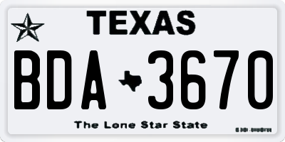 TX license plate BDA3670