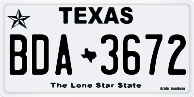 TX license plate BDA3672