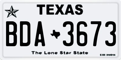 TX license plate BDA3673