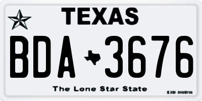 TX license plate BDA3676