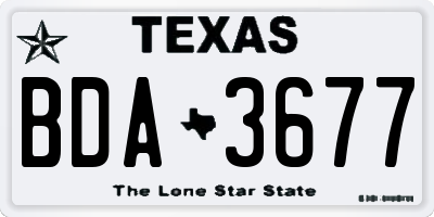 TX license plate BDA3677