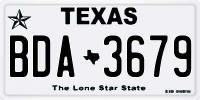 TX license plate BDA3679