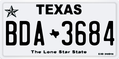 TX license plate BDA3684