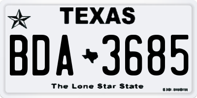 TX license plate BDA3685
