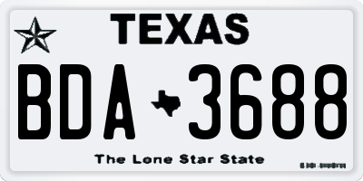 TX license plate BDA3688
