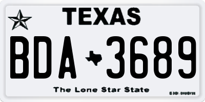 TX license plate BDA3689