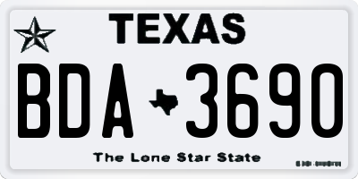 TX license plate BDA3690