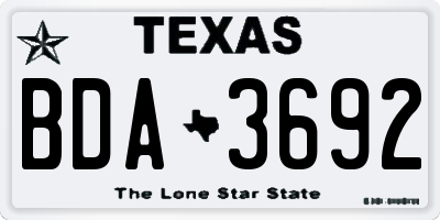 TX license plate BDA3692