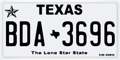 TX license plate BDA3696
