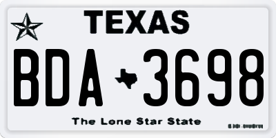 TX license plate BDA3698