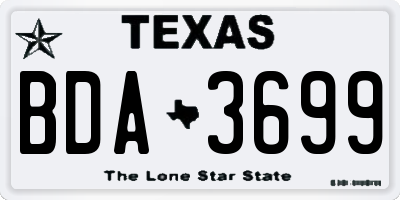 TX license plate BDA3699