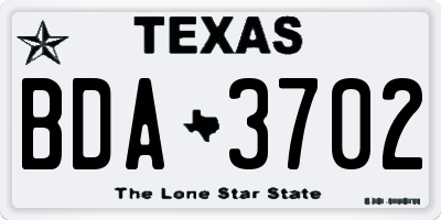 TX license plate BDA3702