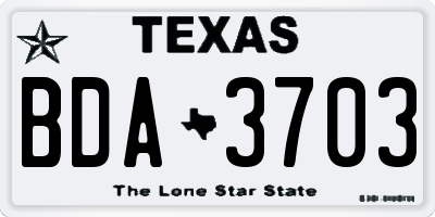 TX license plate BDA3703