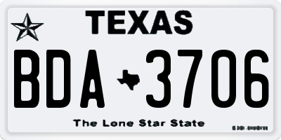 TX license plate BDA3706