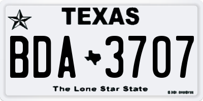 TX license plate BDA3707