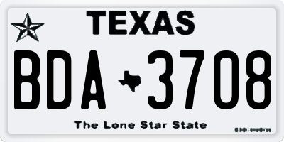 TX license plate BDA3708