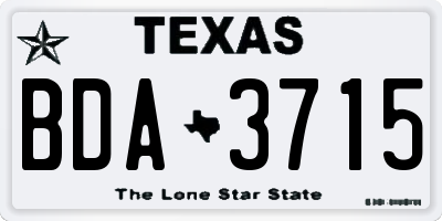 TX license plate BDA3715