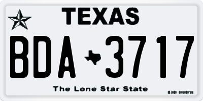 TX license plate BDA3717