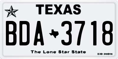 TX license plate BDA3718