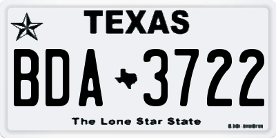 TX license plate BDA3722