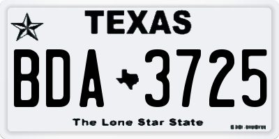 TX license plate BDA3725