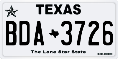 TX license plate BDA3726