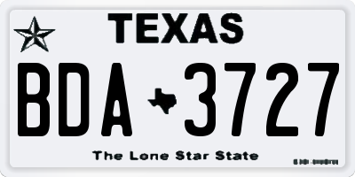 TX license plate BDA3727