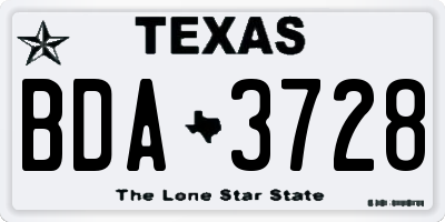 TX license plate BDA3728
