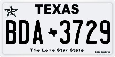 TX license plate BDA3729
