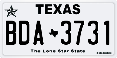 TX license plate BDA3731