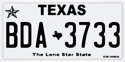 TX license plate BDA3733