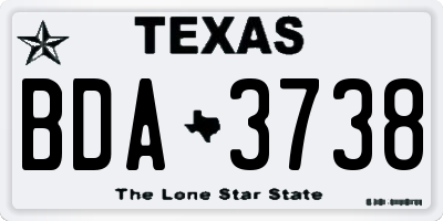 TX license plate BDA3738