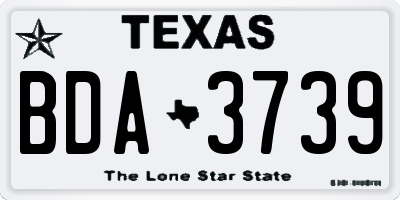 TX license plate BDA3739