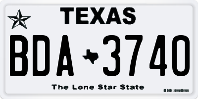 TX license plate BDA3740