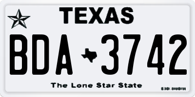 TX license plate BDA3742