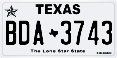 TX license plate BDA3743