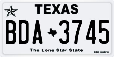 TX license plate BDA3745