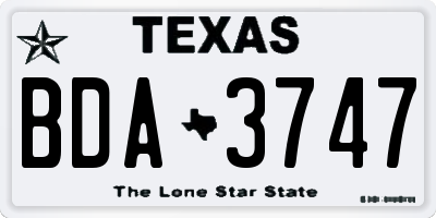 TX license plate BDA3747