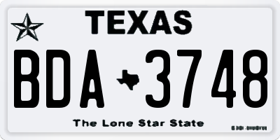 TX license plate BDA3748