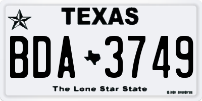 TX license plate BDA3749