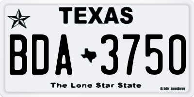 TX license plate BDA3750
