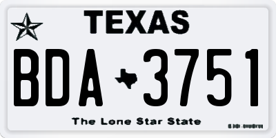 TX license plate BDA3751