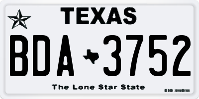 TX license plate BDA3752