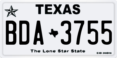 TX license plate BDA3755
