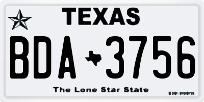 TX license plate BDA3756