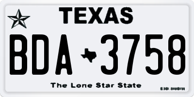 TX license plate BDA3758