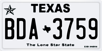 TX license plate BDA3759