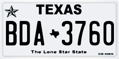 TX license plate BDA3760