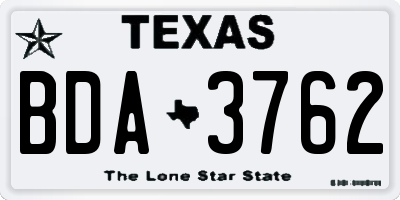 TX license plate BDA3762