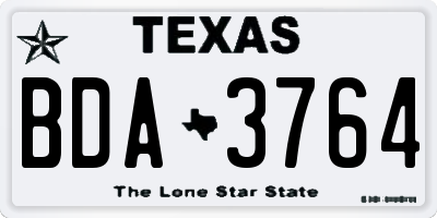 TX license plate BDA3764